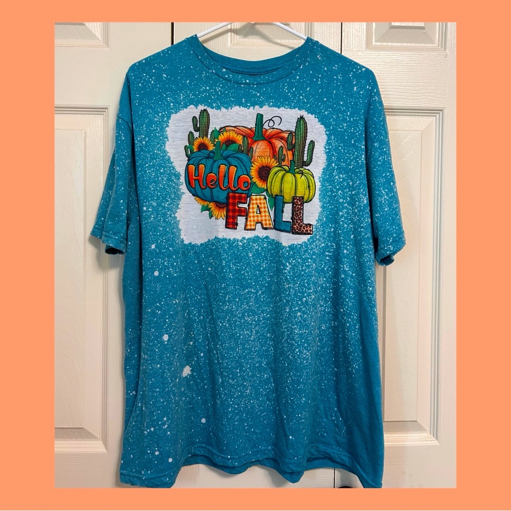 Gildan Blue 'Hello Fall' Short Sleeve Tee